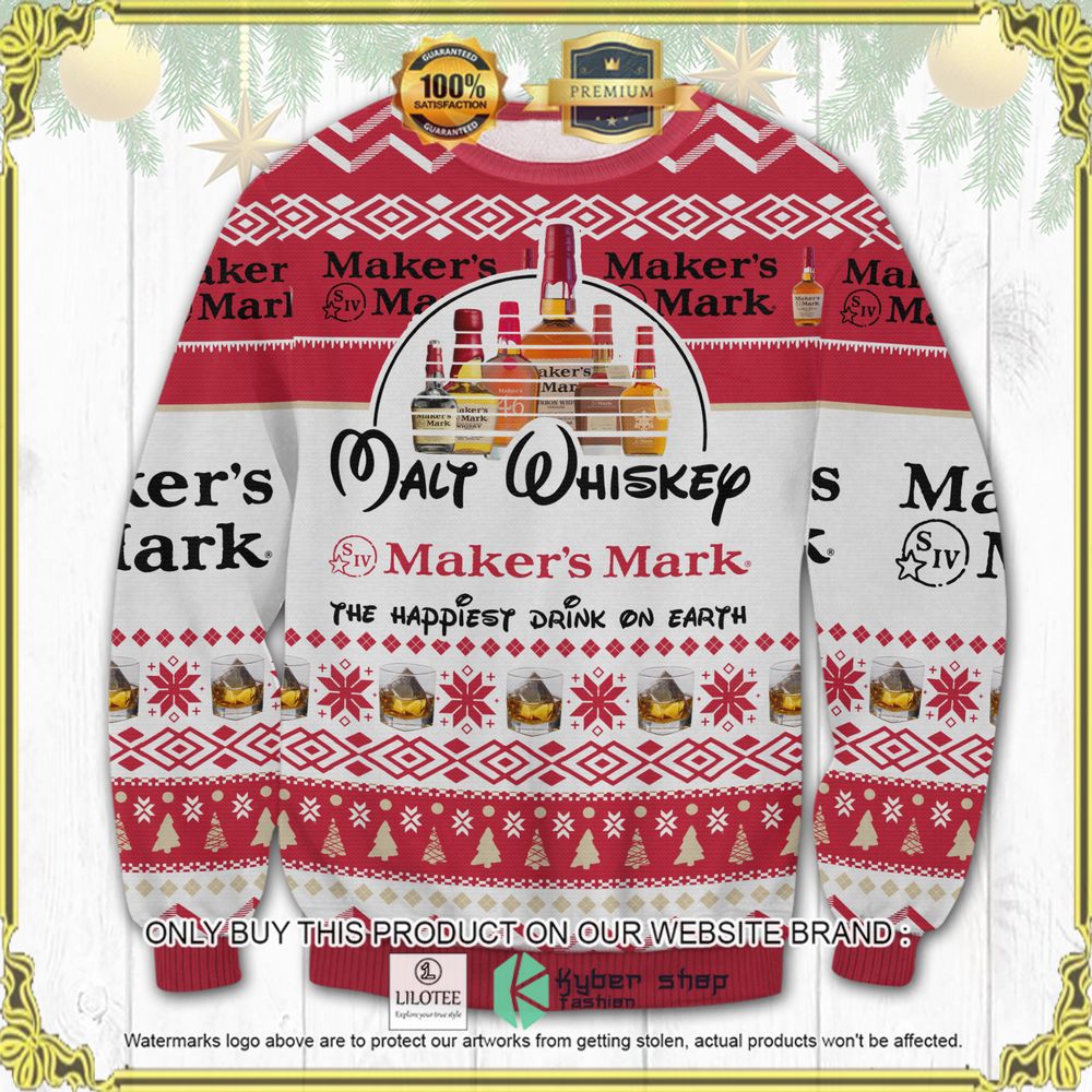 makers mark happiest drink red knitted christmas sweater 1 6672