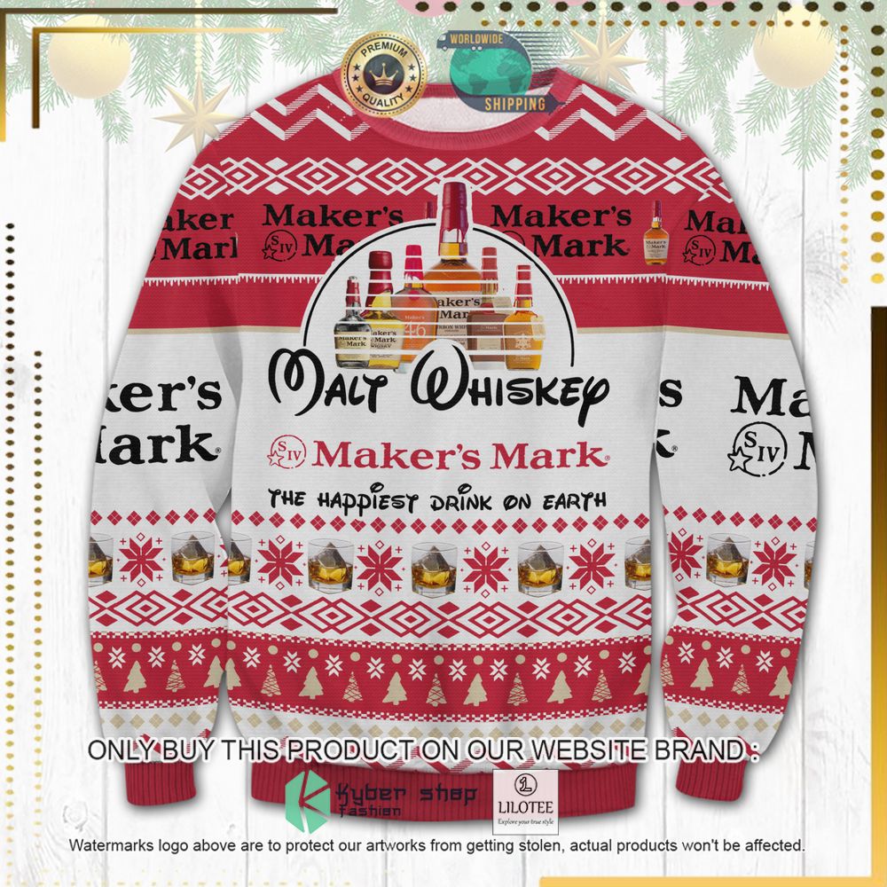 makers mark happiest drink red knitted christmas sweater 1 86869