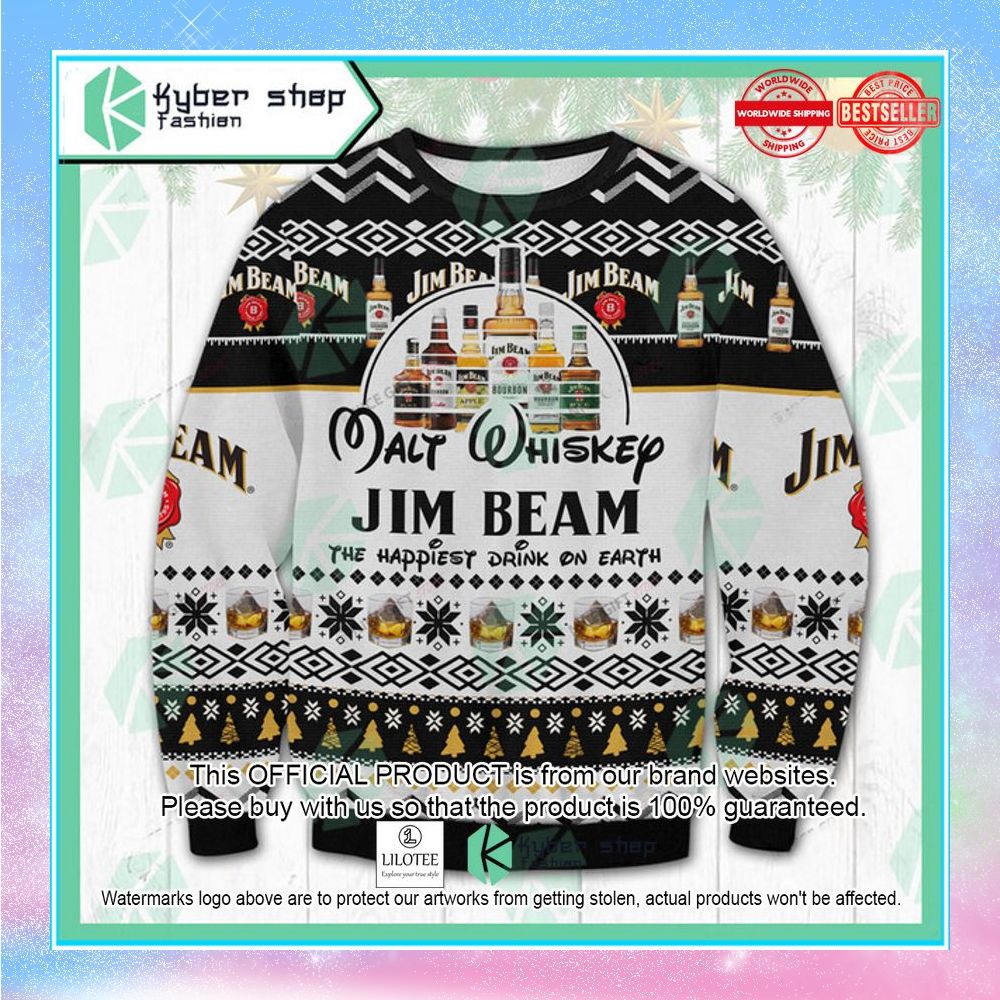 malt whiskey jim beam the happiest dink on earth christmas sweater 1 465