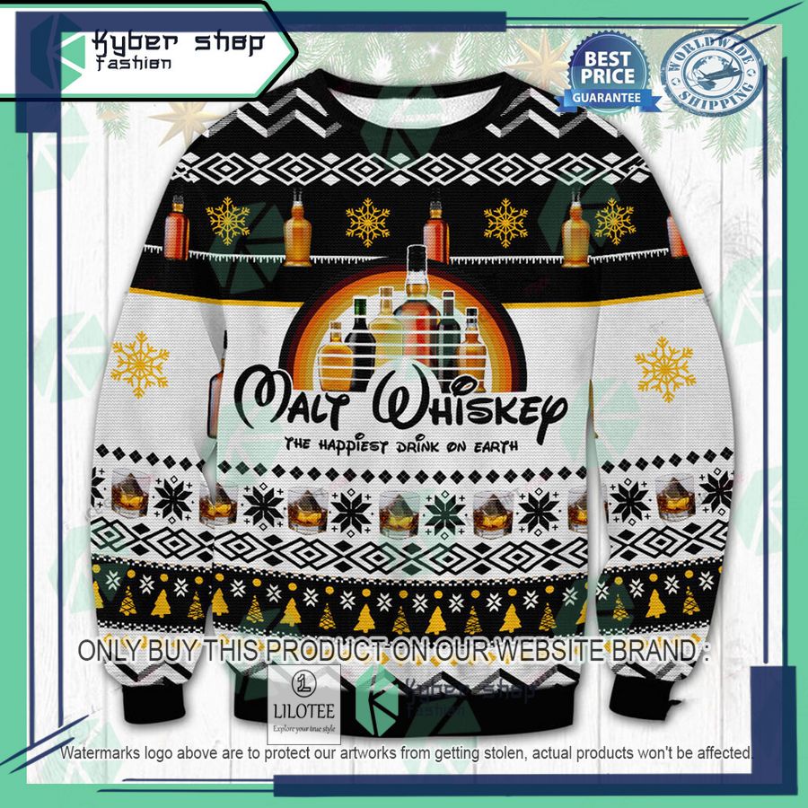 malt whiskey the happiest dink on earth ugly christmas sweater 1 31222