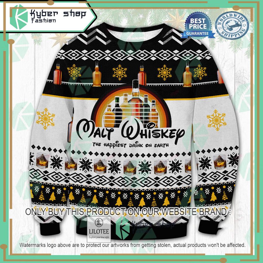malt whiskey the happiest dink on earth ugly christmas sweater 1 41119