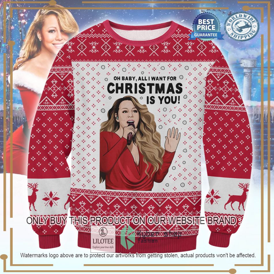 mariah carey all i want christmas is you ugly christmas sweater 1 90107