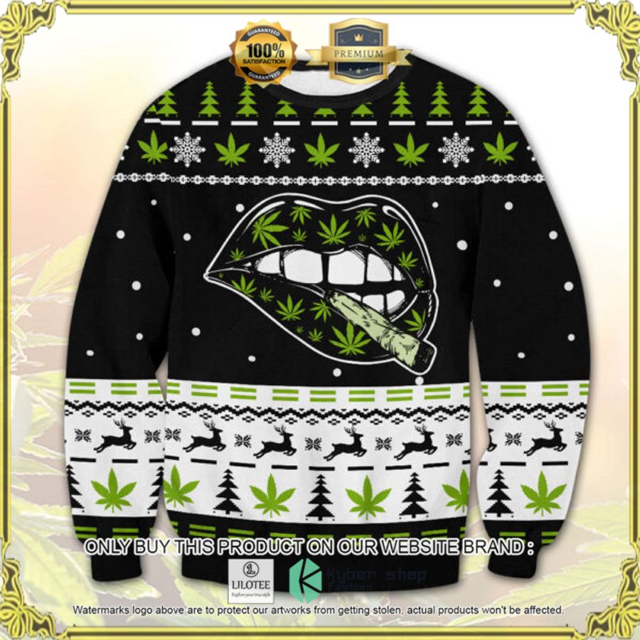marijuana chill black white christmas sweater 1 18076