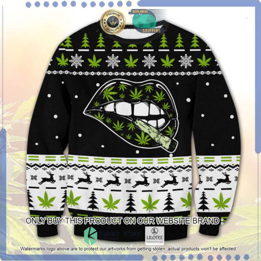 marijuana chill black white christmas sweater 1 63575