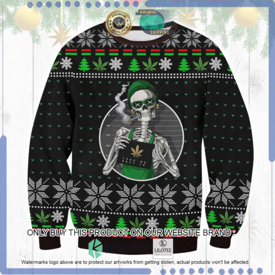 marijuana chill skull christmas sweater 1 3750