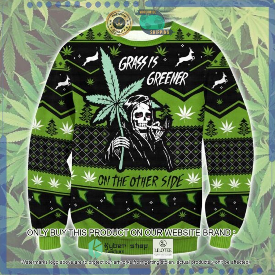 marijuana death grass is greener christmas sweater 1 73382