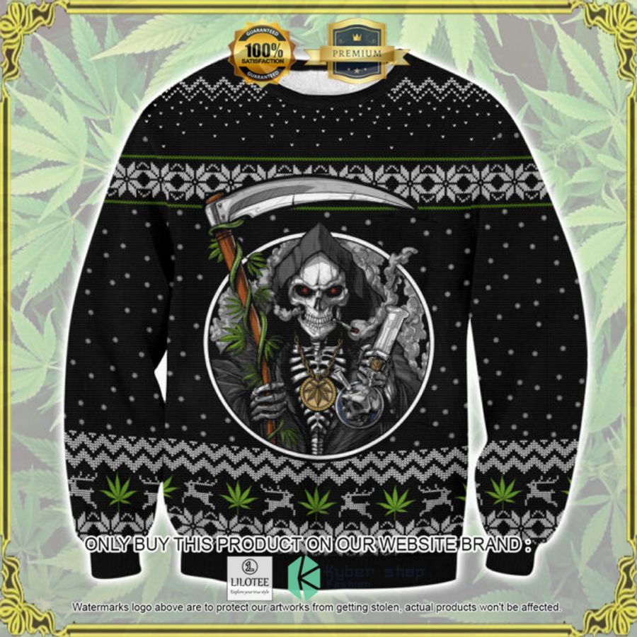 marijuana death skull christmas sweater 1 24472