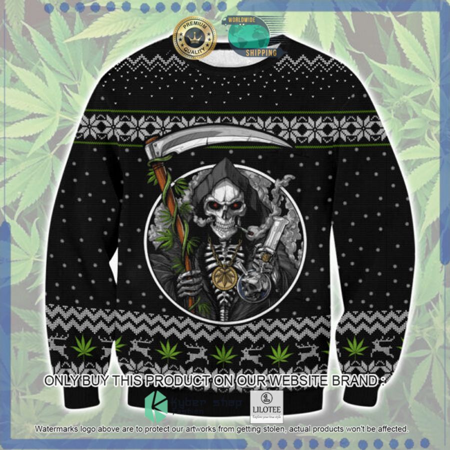 marijuana death skull christmas sweater 1 56967