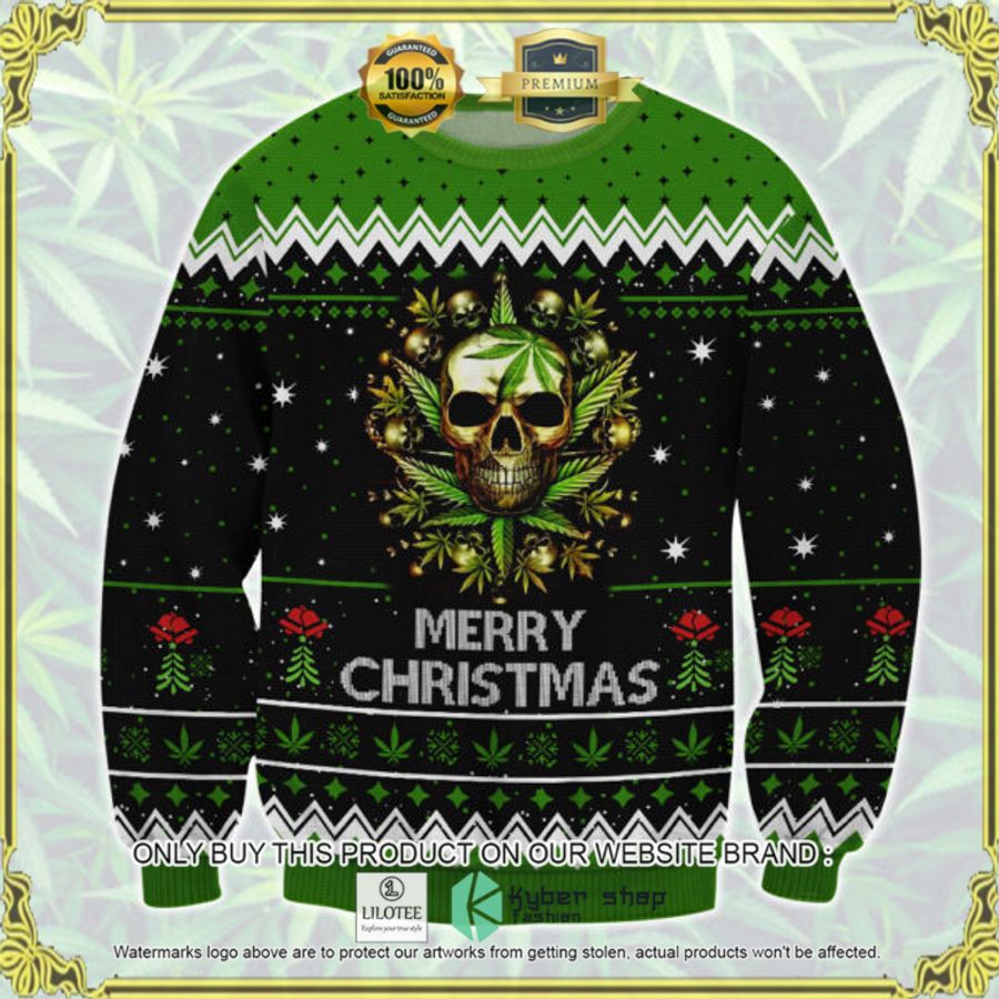 marijuana gold skull merry christmas sweater 1 1051