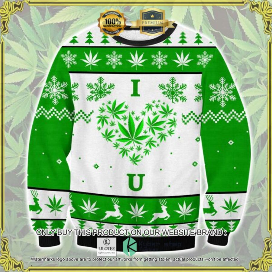 marijuana i u green white christmas sweater 1 46296