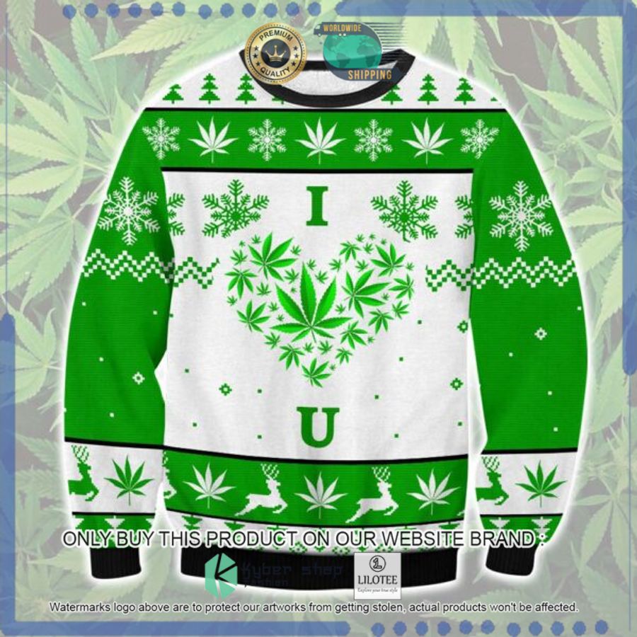 marijuana i u green white christmas sweater 1 54750