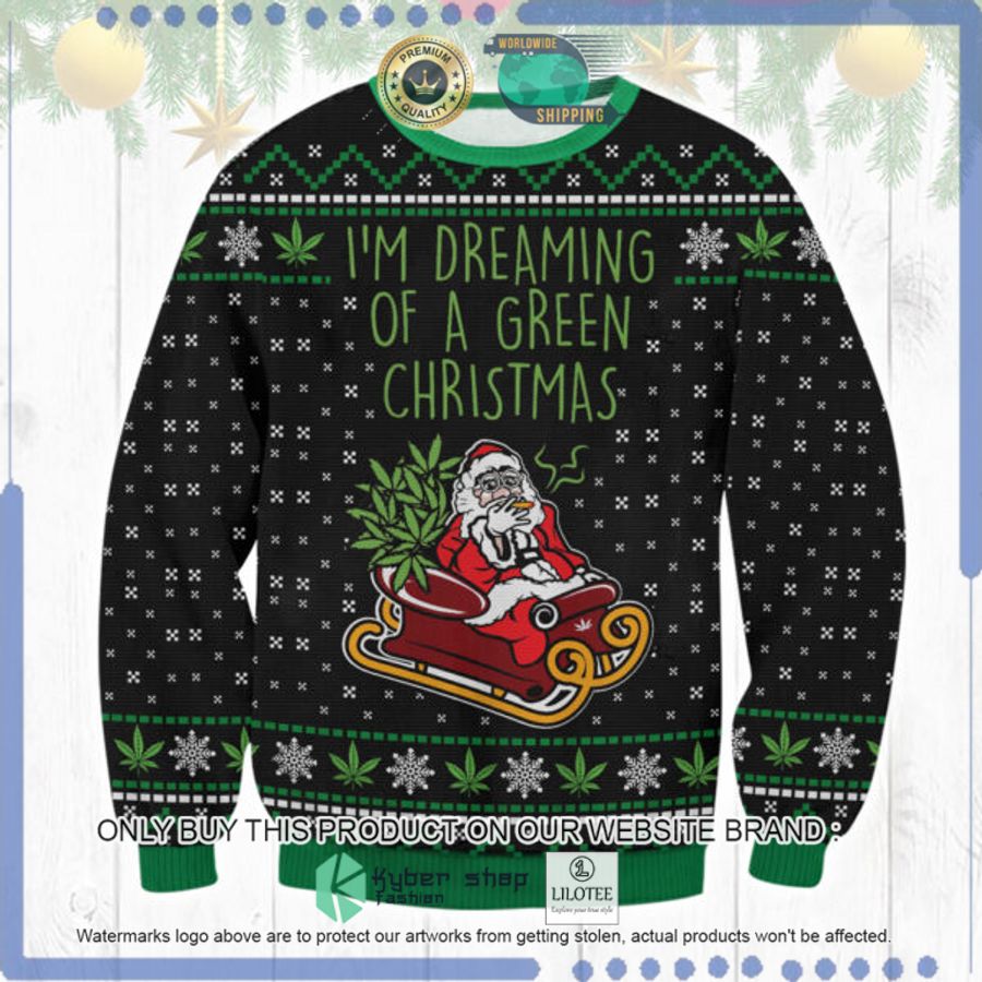 marijuana im dreaming of a green christmas sweater 1 30663