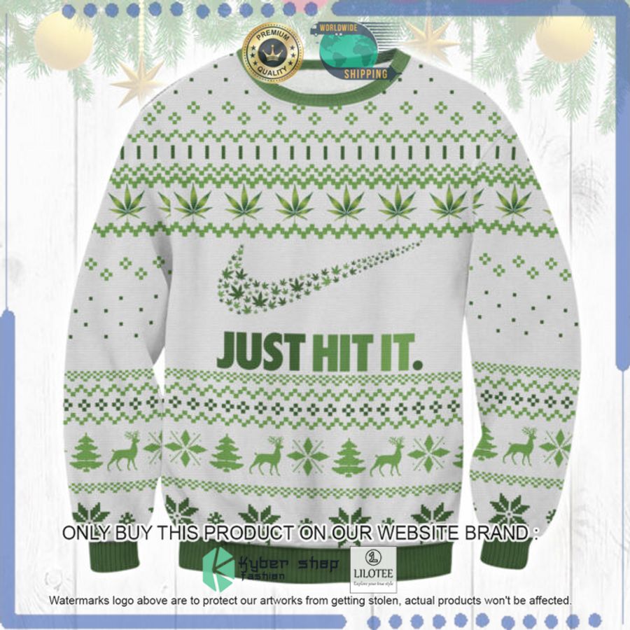 marijuana just hit it nike logo christmas sweater 1 30859