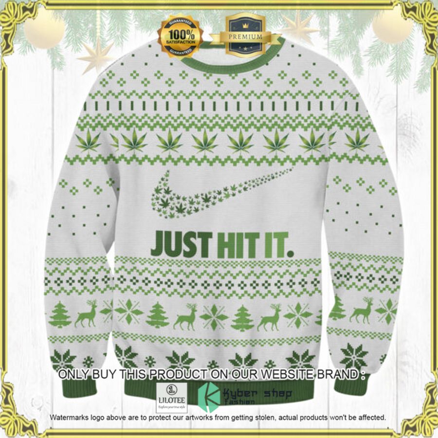 marijuana just hit it nike logo christmas sweater 1 36084