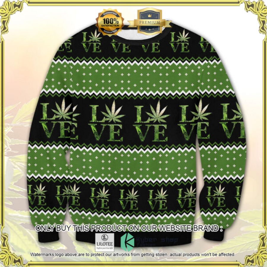 marijuana l v e black green christmas sweater 1 36367