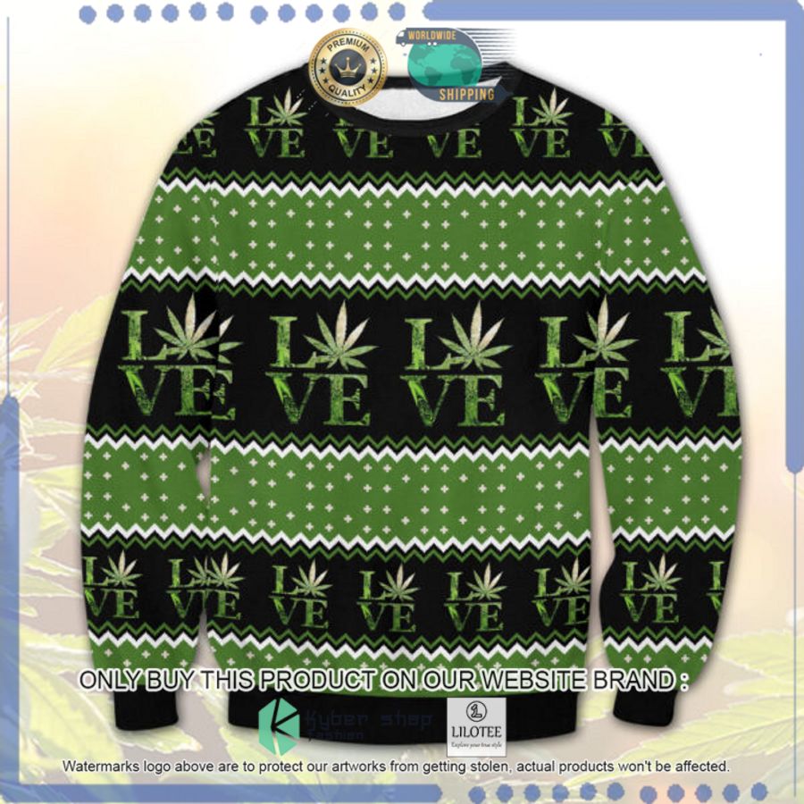 marijuana l v e black green christmas sweater 1 82608