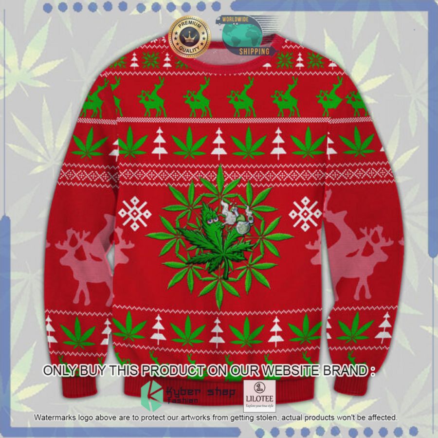 marijuana red green christmas sweater 1 1162