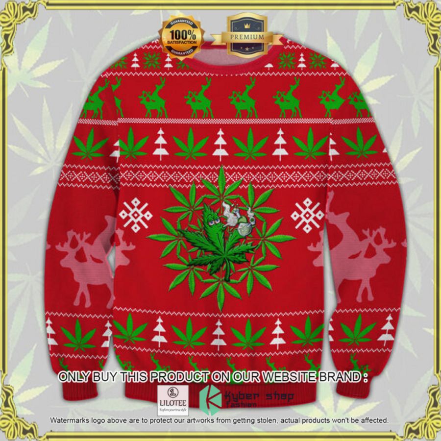 marijuana red green christmas sweater 1 37542