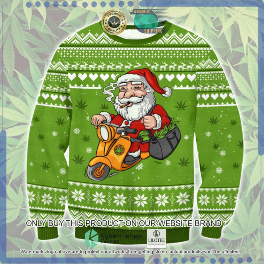 marijuana santa motorcycle christmas sweater 1 41792