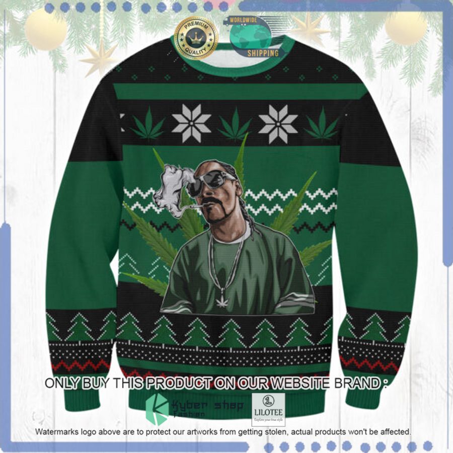 marijuana snoop dogg green christmas sweater 1 35337