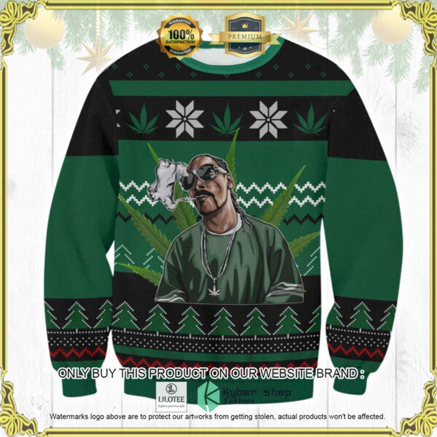 marijuana snoop dogg green christmas sweater 1 59524