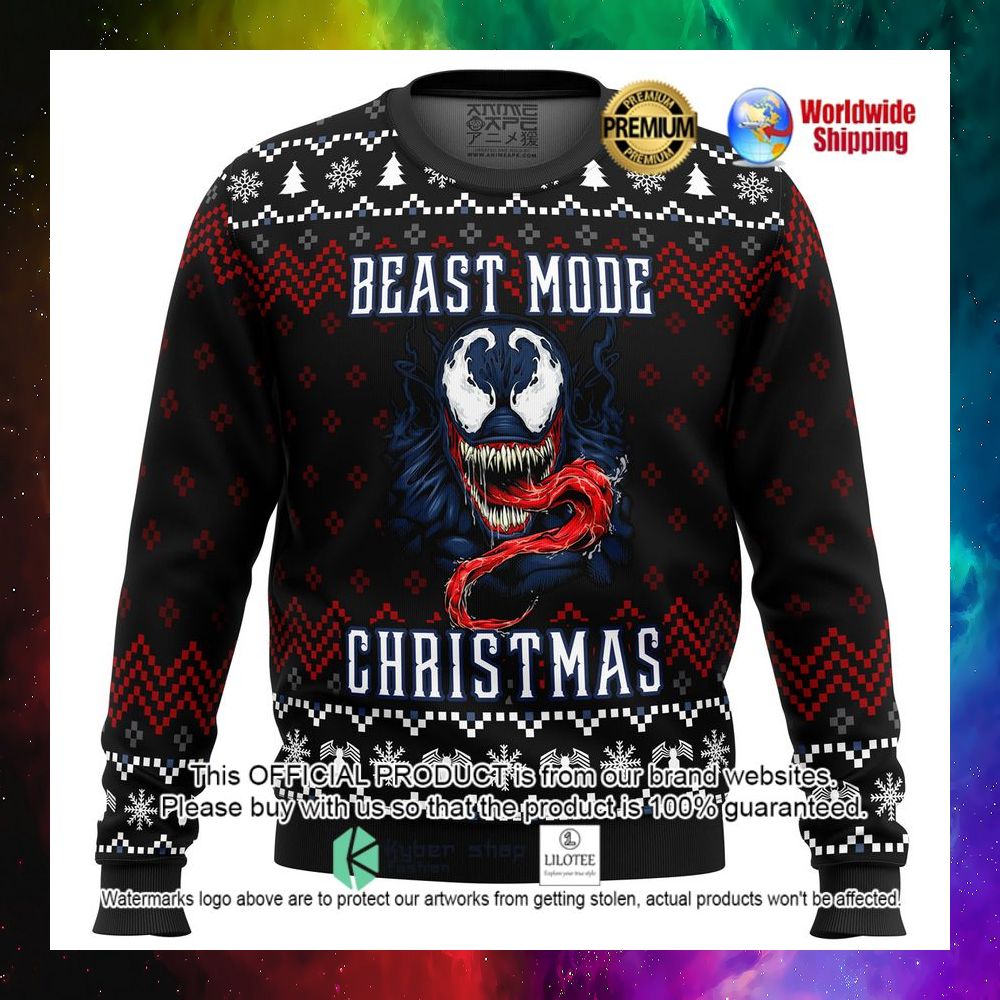 marvel venom beast mode christmas christmas sweater 1 734