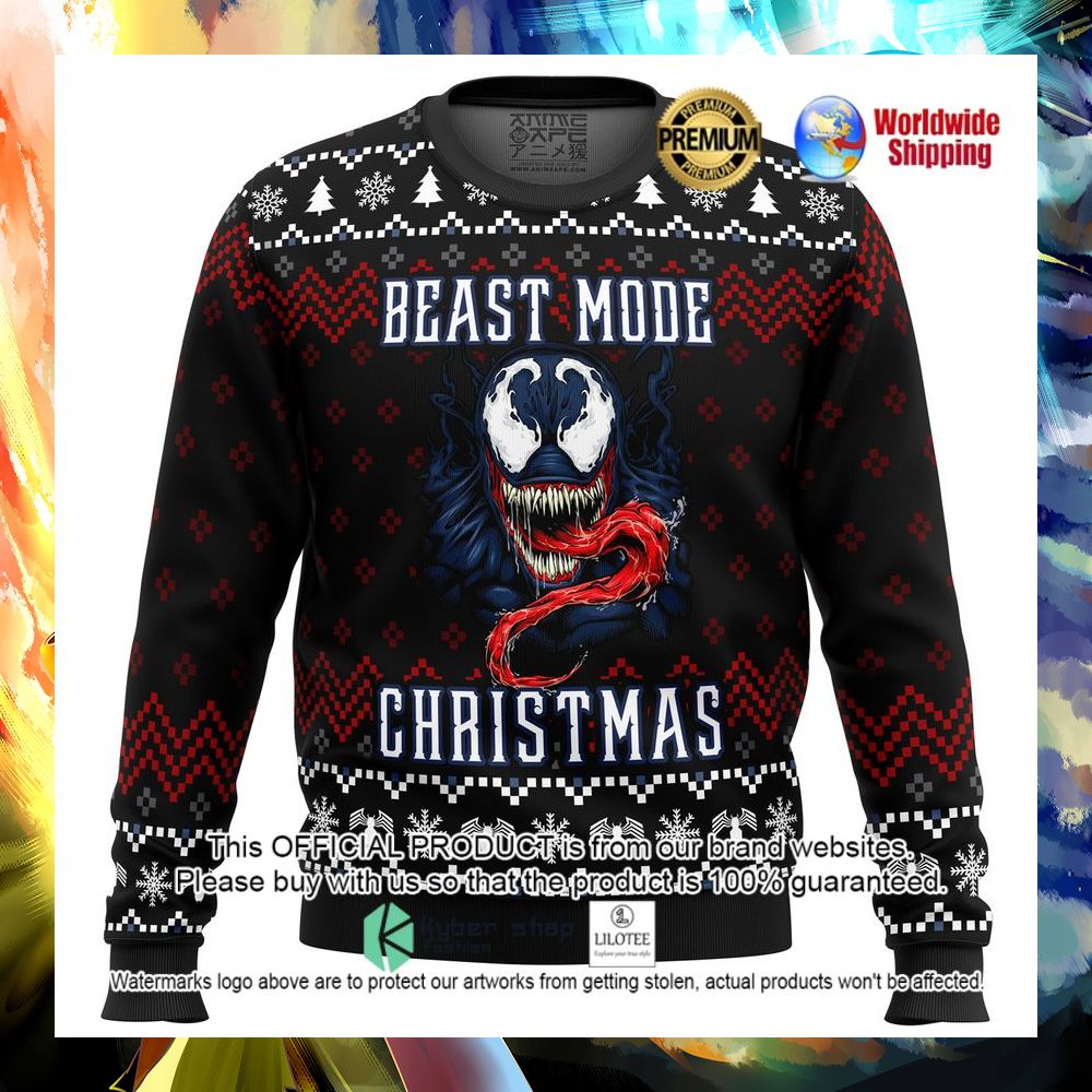 marvel venom beast mode christmas christmas sweater 1 826