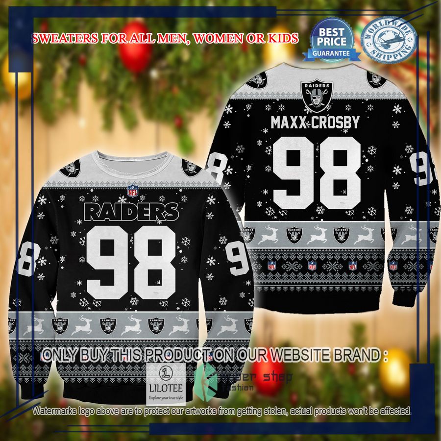 maxx crosby las vegas raiders christmas sweater 1 16655