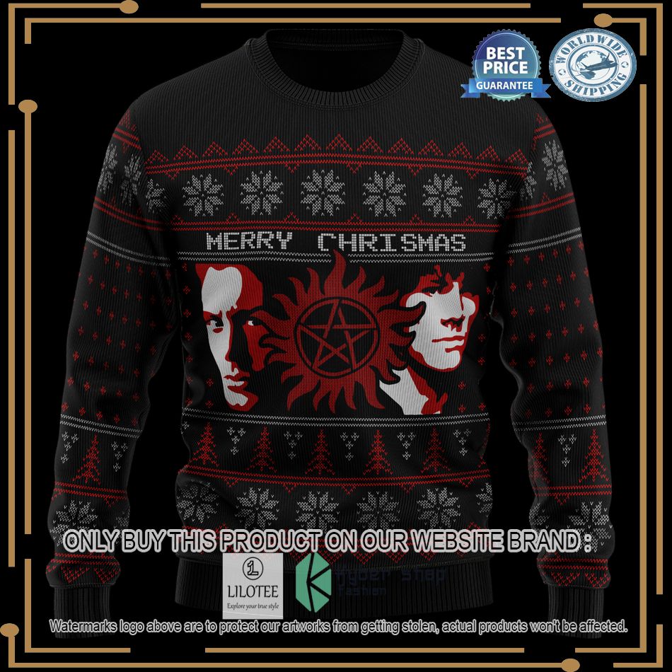 merry christmas supernatural black christmas sweater 2 84917