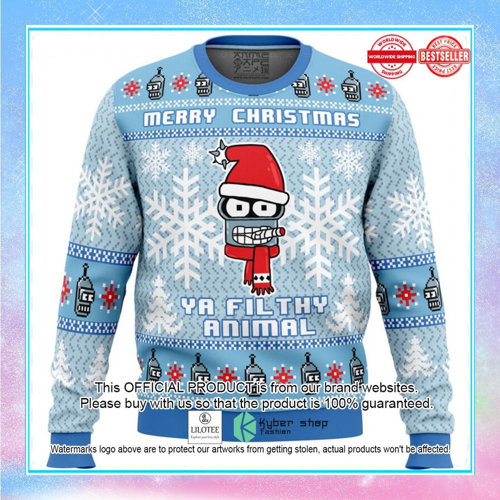 merry christmas ya filthy animal futurama sweater christmas 1 270