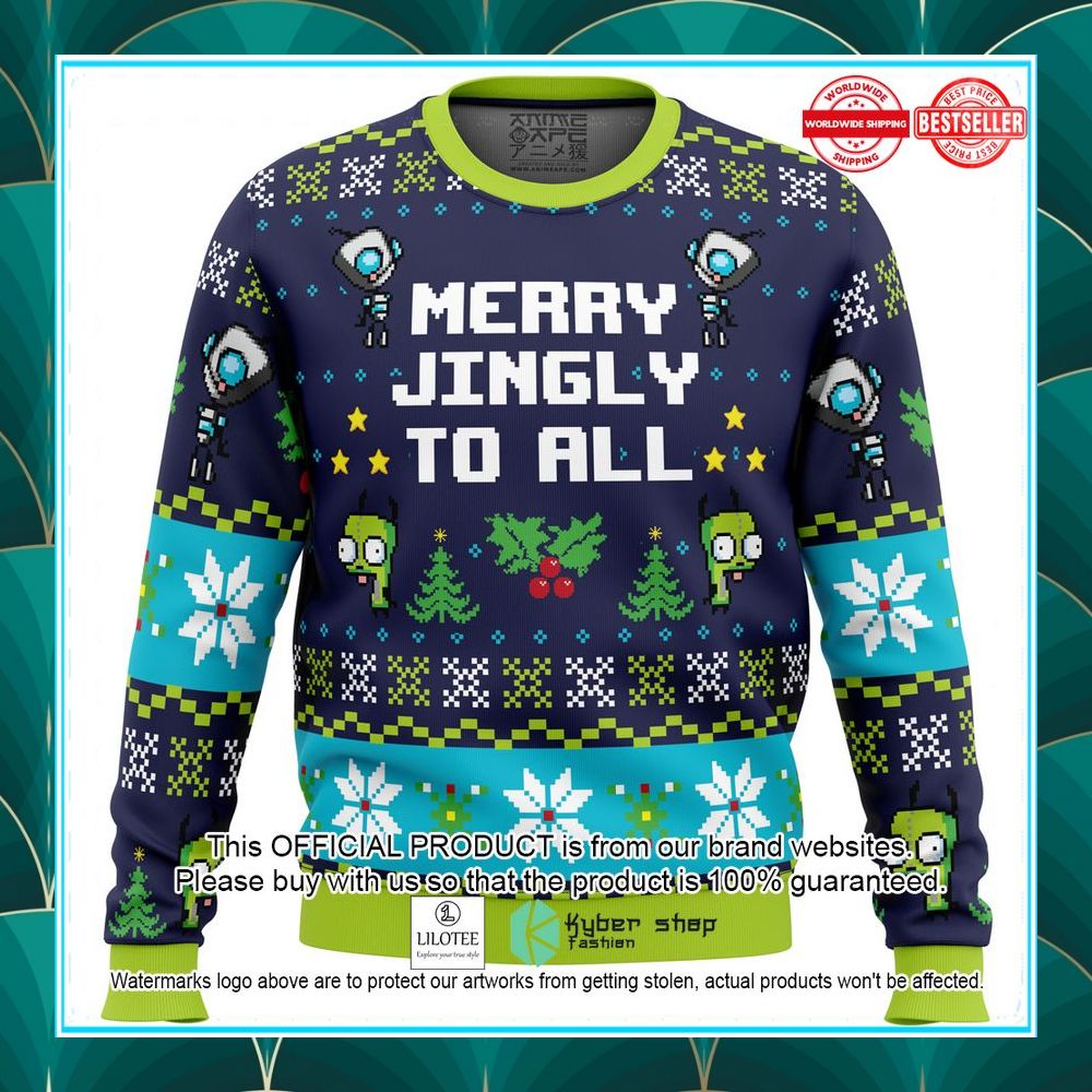 merry jingly invader zim christmas sweater 1 914