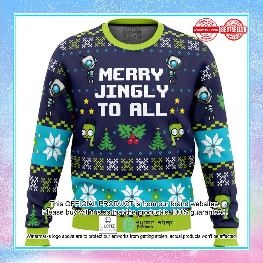 merry jingly invader zim sweater christmas 1 640