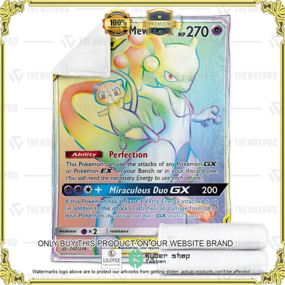 Mewtwo and Mew-GX Custom Pokemon Soft Blanket - LIMITED EDITION 3 Mewtwo and Mew-GX Custom Pokemon Soft Blanket - LIMITED EDITION - Image 3