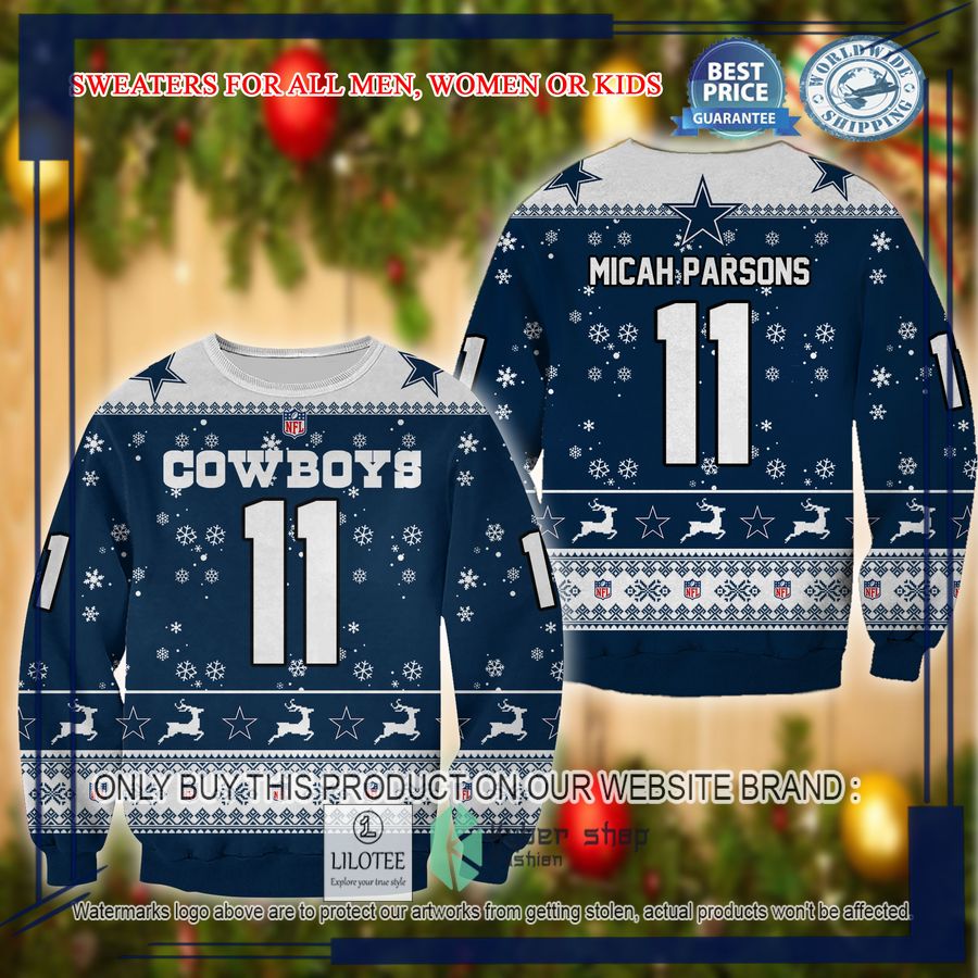 micah parsons dallas cowboys christmas sweater 1 74569