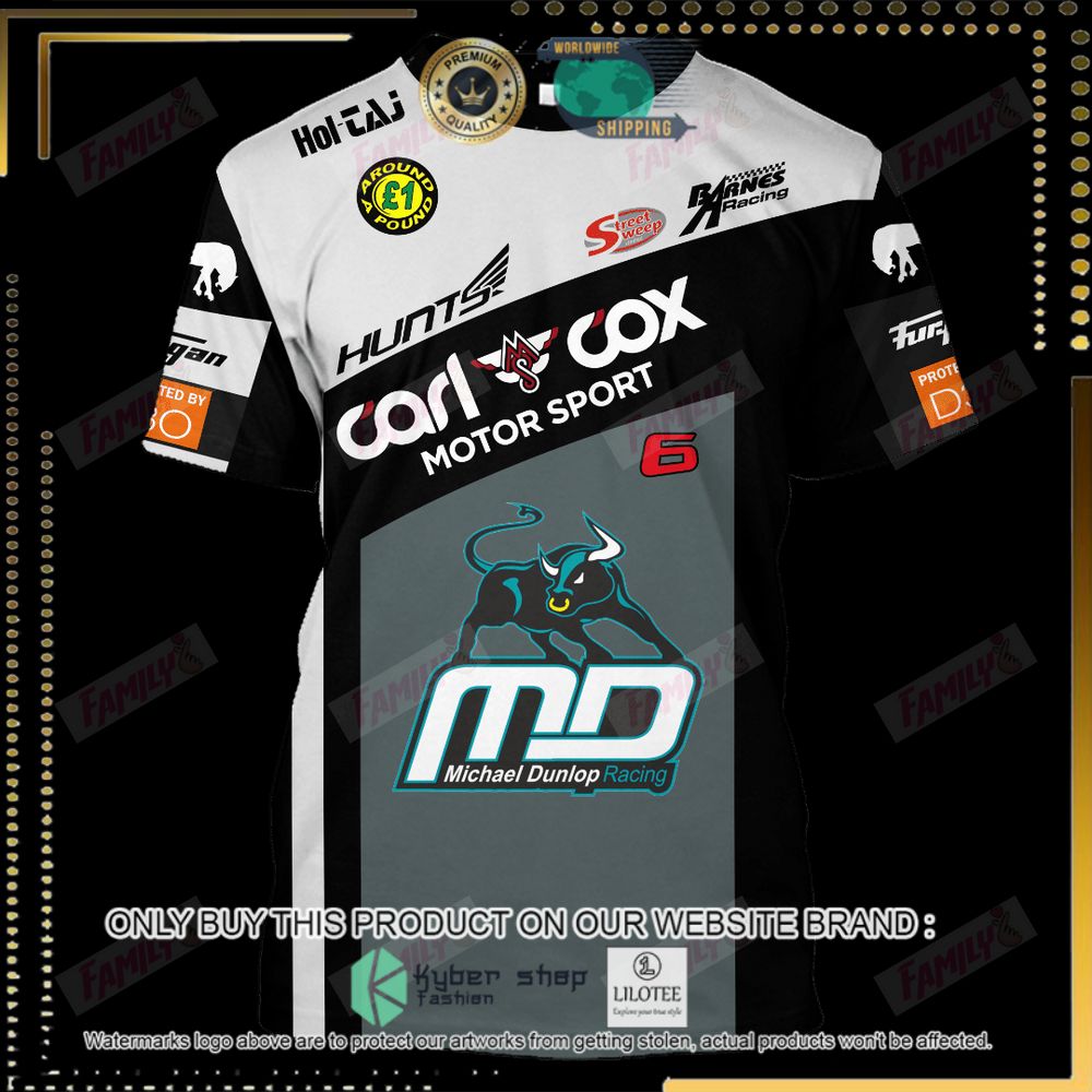 michael dunlop racing black 3d hoodie shirt 9 7074