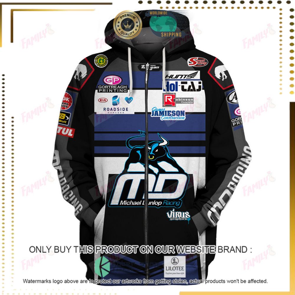 michael dunlop racing blue black 3d hoodie shirt 4 70678