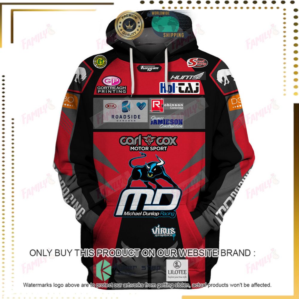 michael dunlop racing red black 3d hoodie shirt 2 70360
