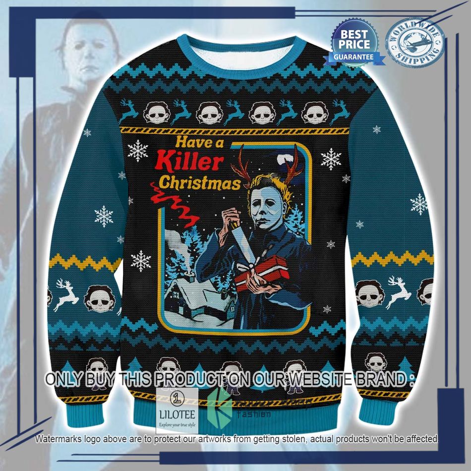 micheal myers have a killer christmas ugly christmas sweater 1 12911