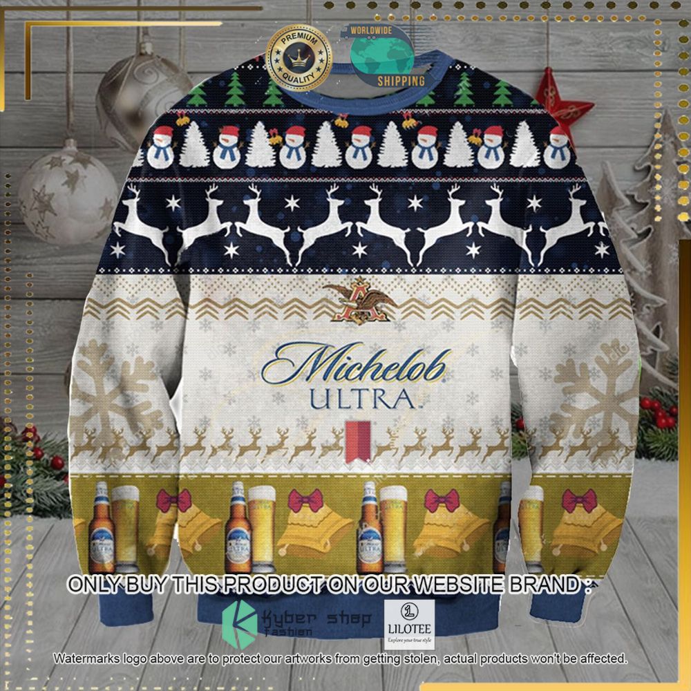 michelob ultra knitted christmas sweater 1 68253