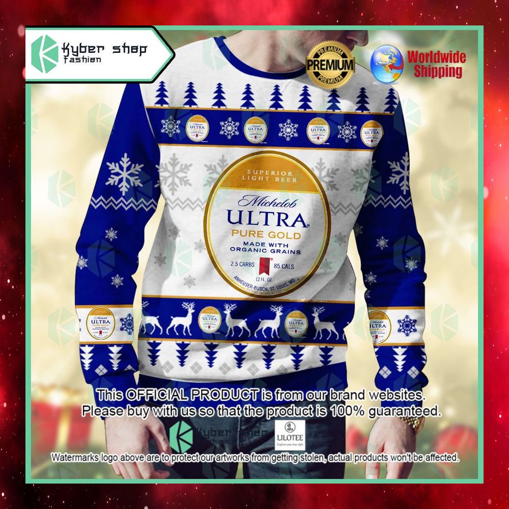 michelob ultra pure gold ugly sweater 1 905