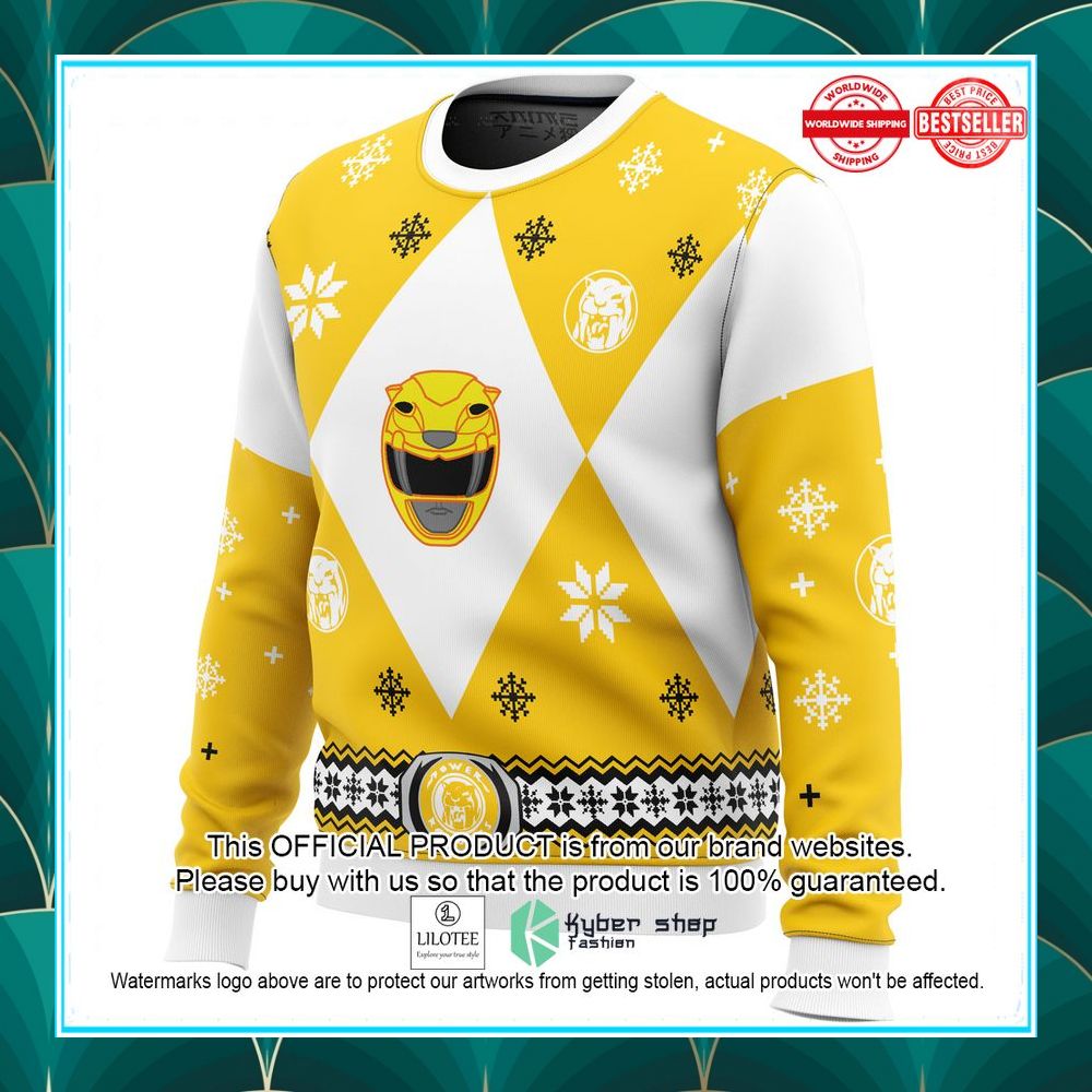 mighty morphin power rangers yellow christmas sweater 3 547