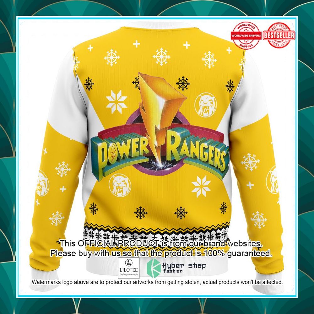 mighty morphin power rangers yellow christmas sweater 5 823