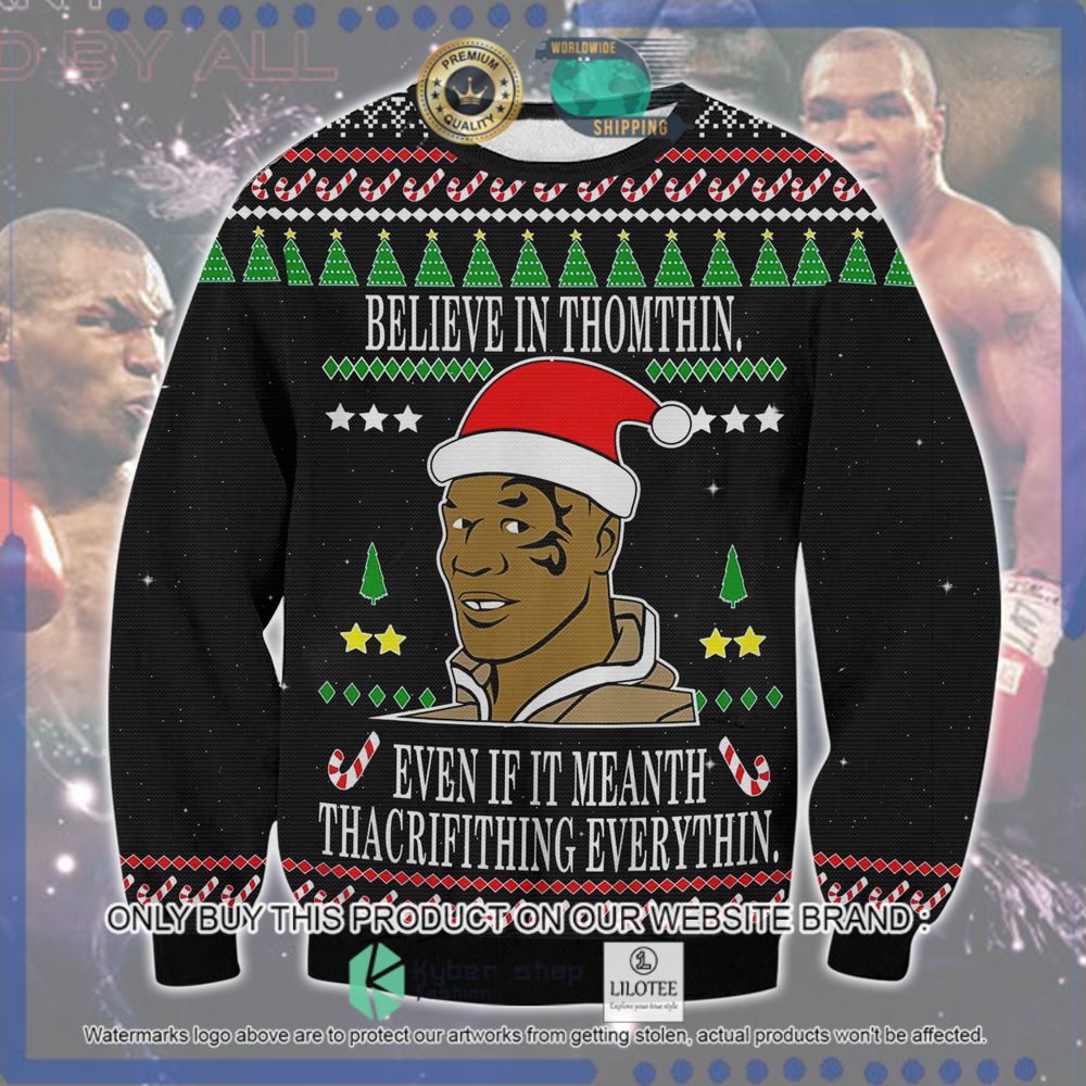 mike tyson believe in thomthin christmas sweater 1 16524