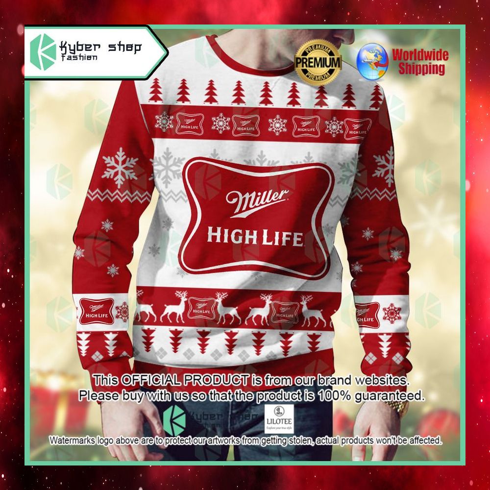 miller high life american lager beer ugly sweater 1 339