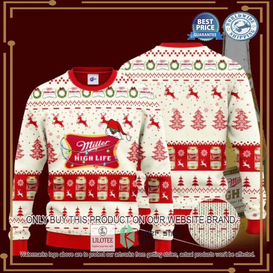 Miller High Life Santa Hat Ugly Christmas Sweater - LIMITED EDITION 3