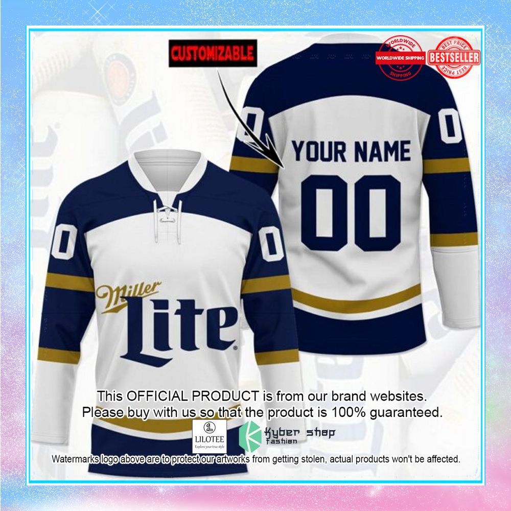 miller lite custom name hockey jersey 1 755