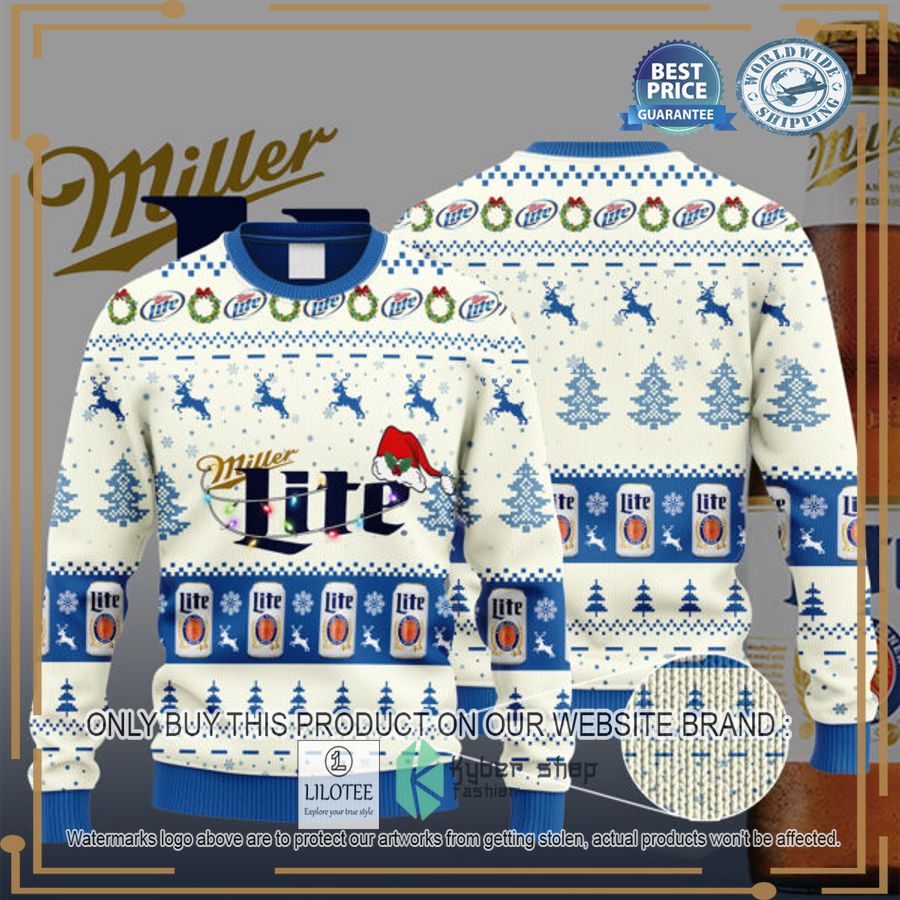 Miller Lite Santa Hat Ugly Christmas Sweater - LIMITED EDITION 3