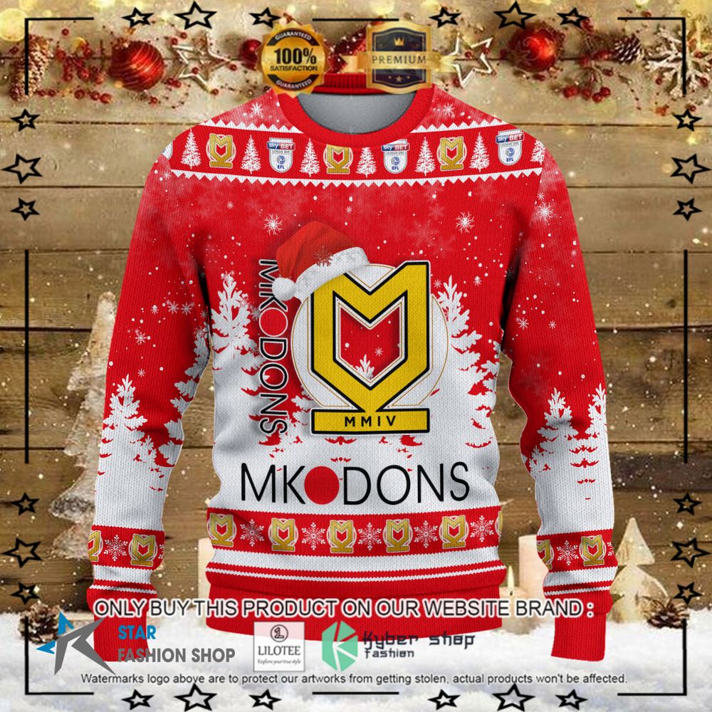 milton keynes dons red white christmas sweater 1 25889