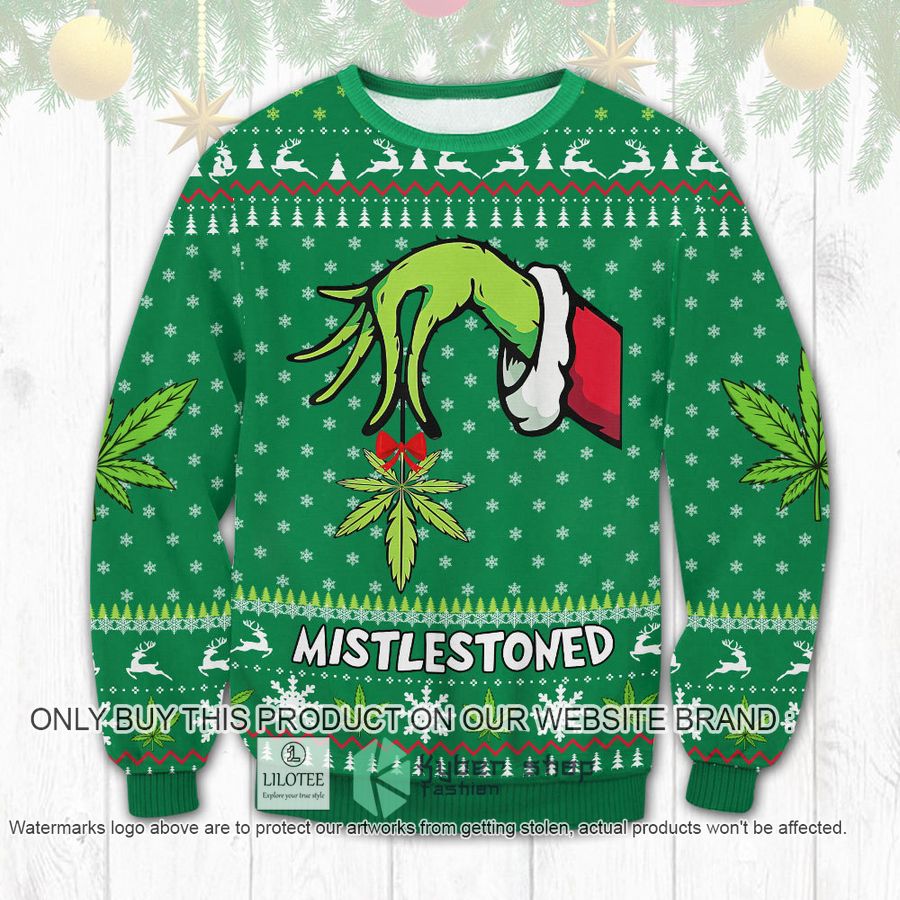 Mistlestoned Weed Christmas Sweater, Sweatshirt 8