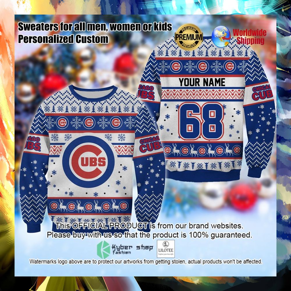 mlb chicago cubs personalized christmas sweater 1 294
